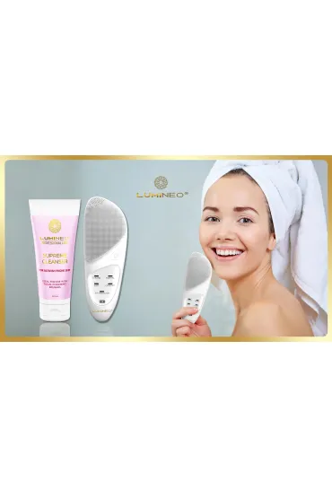 Szczoteczka do twarzy LUMIENO SONIC per�owa + �el do sk�ry problematycznej