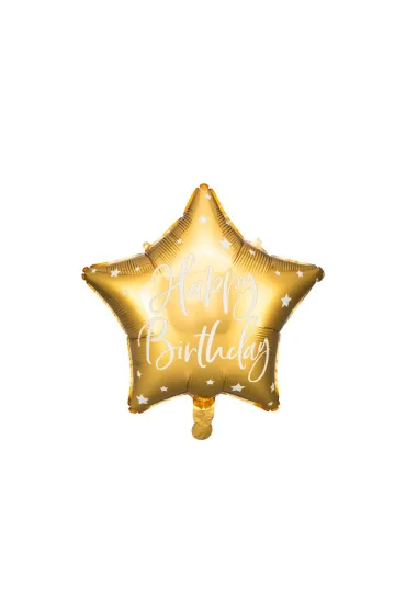 PartyDeco Balon foliowy urodzinowy gwiazdka Happy Birthday z�oty 40cm