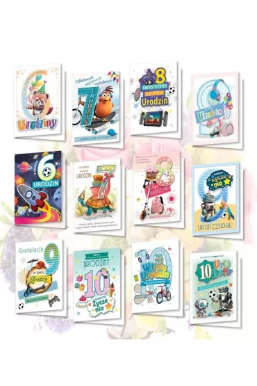 Top Graphic Karnet B6 z naklejkami holog. Urodziny MIX 10 szt.