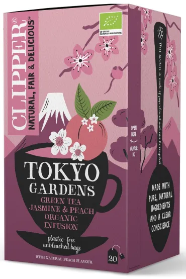 Clipper Herbata zielona ja�minowa o smaku brzoskwiniowym 20 x 2 g Bio