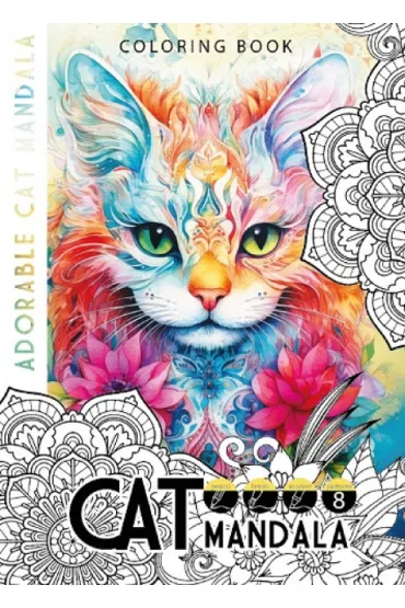 Kolorowanka A4 8 obrazk�w Cat mandala Koty
