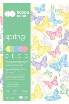 Happy Color Blok Deco Spring, 5 kolorw, A5, 170g, 20 arkuszy 170 g 20 kartek
