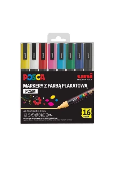 Uni Mitsubishi Pencil Markery PC-5M Posca Uni 16 szt.