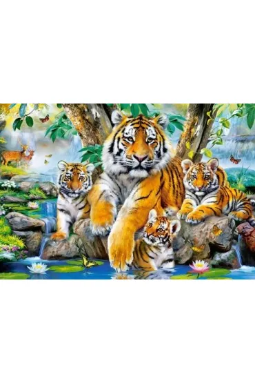 Puzzle 1000 el. Tygrysy przy potoku Castorland