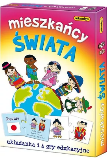 Mieszka�cy �wiata. Uk�adanka i 4 gry edukacyjne Adamigo - Julia Pogorzelska 