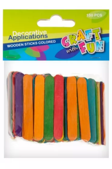 Craft with Fun Ozdoba dekoracyjna drewniana patyczki kolorowe 150 szt.