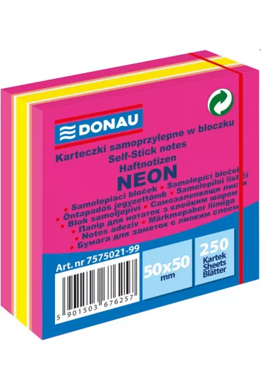 Donau Kartki samoprzylepne kostka neon pastel