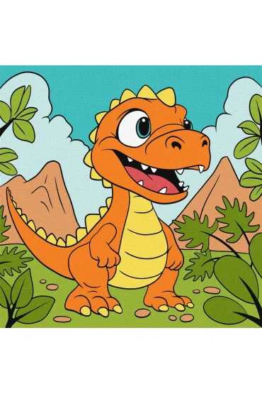Malowanie po numerach - �mieszny dinozaur Kids 25x25cm Ideyka