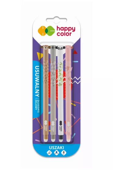 Happy Color Dugopis wymazywalny USZAKI, niebieski, 0.5 mm, 4 sztuki niebieski 4 szt.