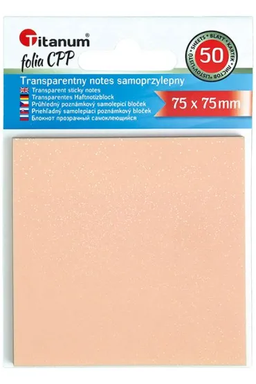 Titanum Notes samoprzylepny transparentny 75x75mm 50 kartek