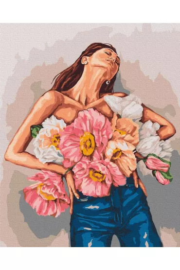 Twoje Hobby Malowanie po numerach - Dziewczyna w piwoniach 40x50cm