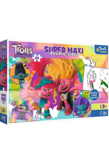 Puzzle dwustronne 24 el. Super Maxi. Weso�y dzie� Trolli Trefl