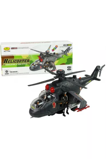 Helikopter czarny �wiat�o d�wi�k LeanToys