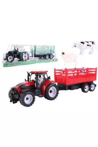 Traktor z przyczep� burtow� i zwierz�tami mix Pro Kids