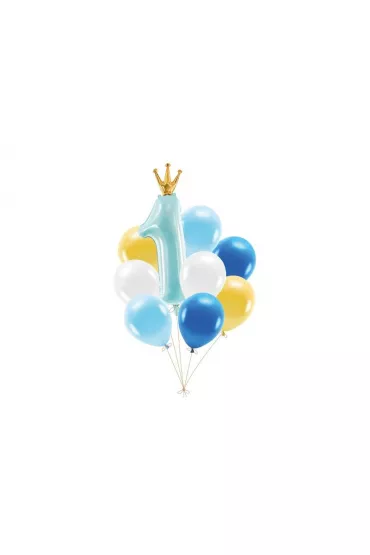 PartyDeco Zestaw balon�w Roczek niebieski