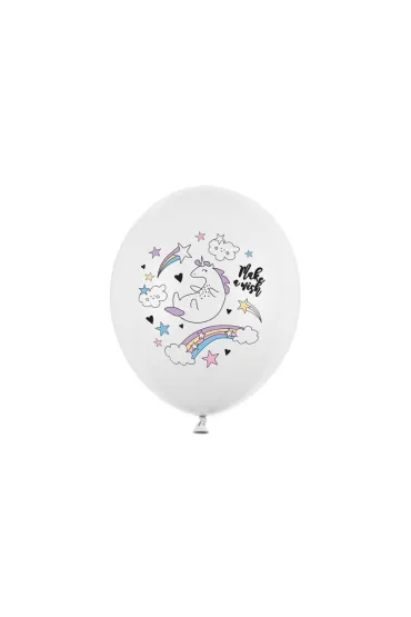 PartyDeco Balony 30cm Jednoro�ec Pastel PureWhite A6 64194 6 szt.