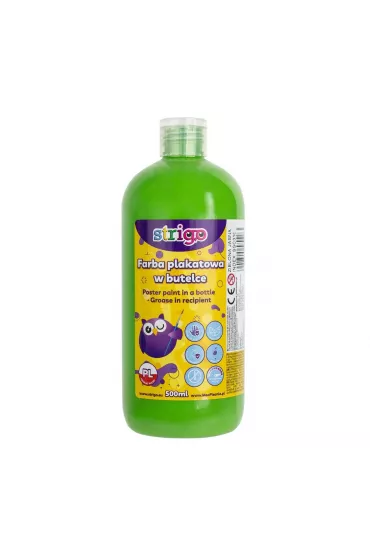 Strigo Farba plakatowa w butelce jasnozielona 500 ml