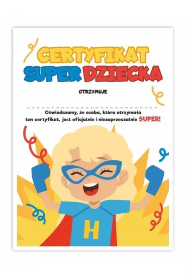 LearnHow Certyfikat A4 Super Dziecka - Dziewycznka 10 szt.