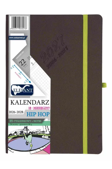 Kalendarz Hip hop 2026/27/28 B5 tyg. szary