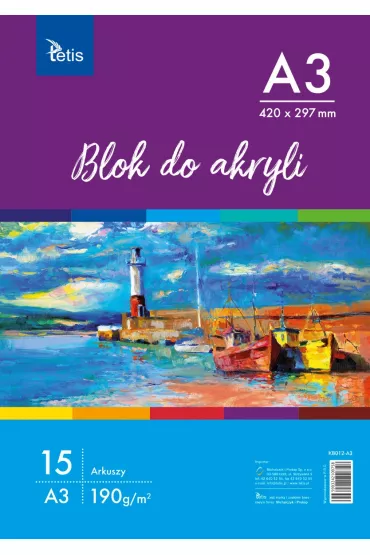 Tetis Blok do akryli A3 15 kartek