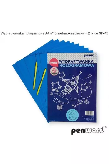 Wydrapywanka hologramowa A4 srebrno-niebieska Polsirhurt