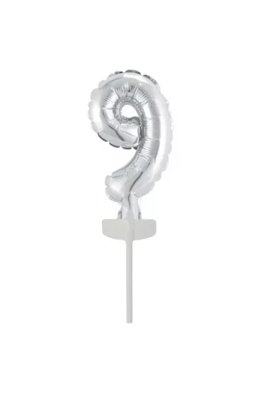 Amscan Balon foliowy mini cyfra 9 srebrna 7x12cm
