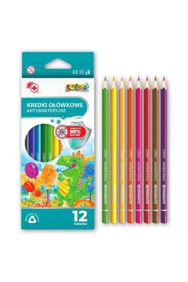 Penmate Kredki o��wkowe antybakteryjne 12 kolor�w