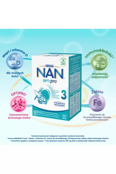 Nestle Nan Optipro 3 Junior Produkt na bazie mleka dla dzieci po 1. roku 650 g
