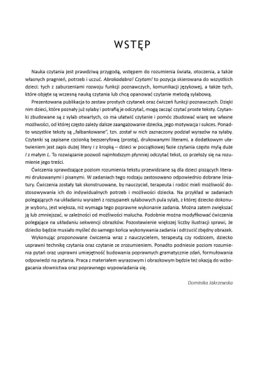 Abrakadabra! Czytam! �wiczenia usprawniaj�ce czytanie ze zrozumieniem oraz funkcje poznawcze - Dominika Jakrzewska