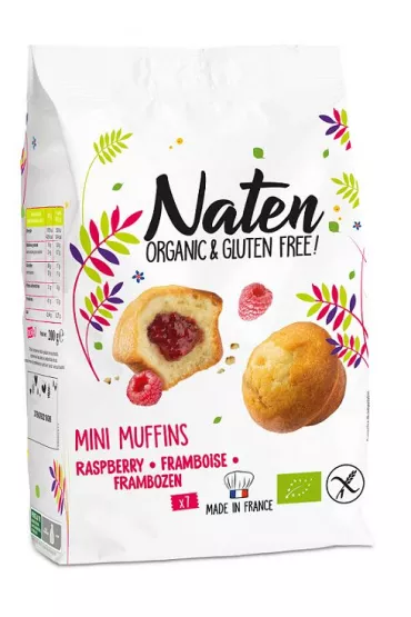 Naten Muffinki mini z nadzieniem malinowym bezglutenowe 200 g Bio