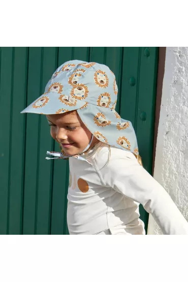 Lassig Czapka przeciwsoneczna z daszkiem i oson karku UV80 Splash & Fun Lew powder blue, rozm. 50/51