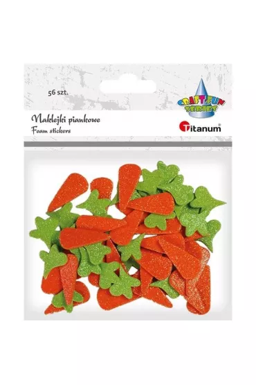 Titanum Naklejki piankowe brokatowe marchewki Wielkanoc 56 szt.