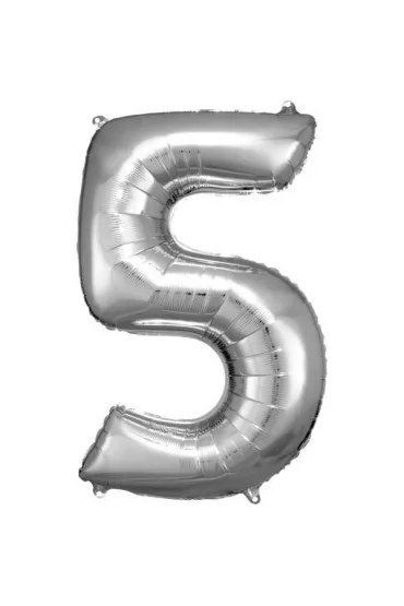 Amscan Balon foliowy cyfra 5 srebrna 57x86cm
