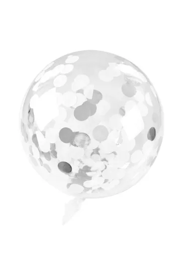 Arpex Balon foliowy prze�roczysty z konfetti srebrnym 45cm