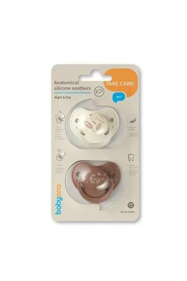 Babyono Smoczki anatomiczne silikonowe 18 m+ 2 szt.