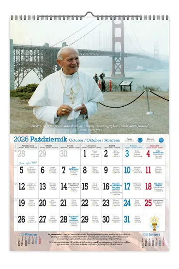 Kalendarz 2026 �cienny A3 V.8 �w. Jan Pawe� II