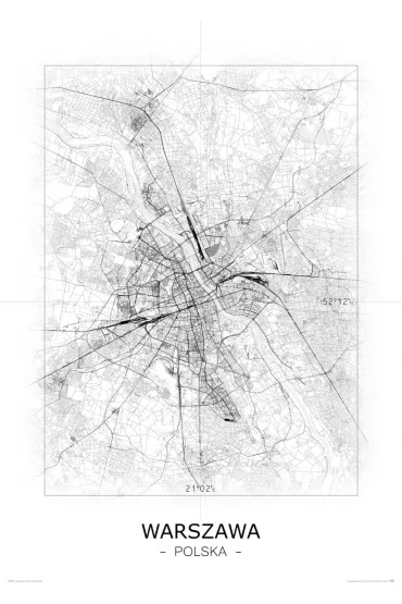 Warszawa - Czarno-bia�a mapa