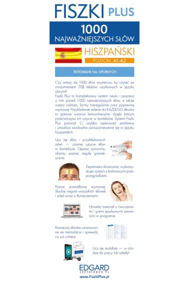 Fiszki plus. Hiszpa�ski. 1000 najwa�niejszych s��w. Poziom A1-A2