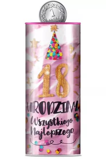 Skarbonka puszka Urodziny 18 Kukartka