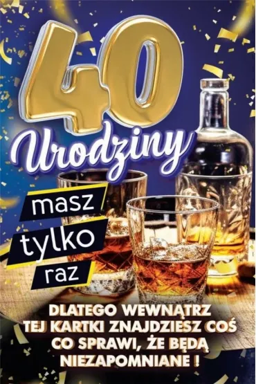 Yeku Karnet Urodziny z nak�adk� na butelk� 40