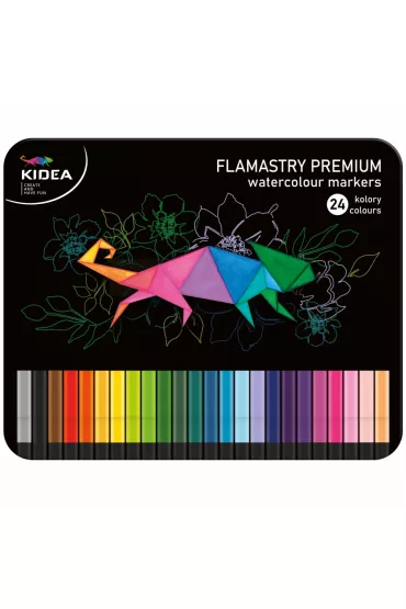Derform Flamastry kwadratowe w metalowym pude�ku 24 szt.
