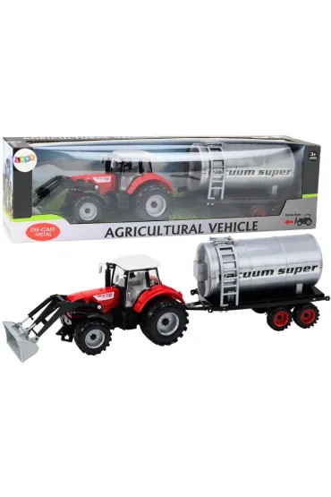 Traktor z cystern� na nap�d czerwony LeanToys