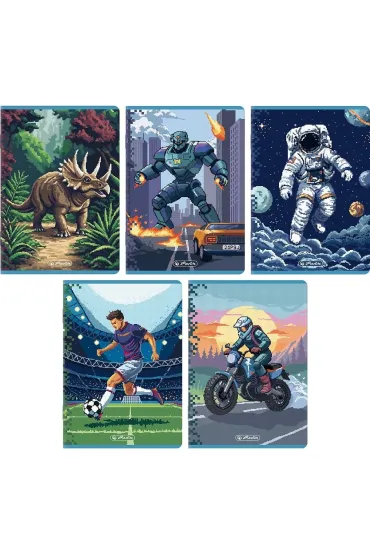 Zeszyt Herlitz Premium Pixel Fun A5/16k linia podw�jna kolorowa, 1 szt
