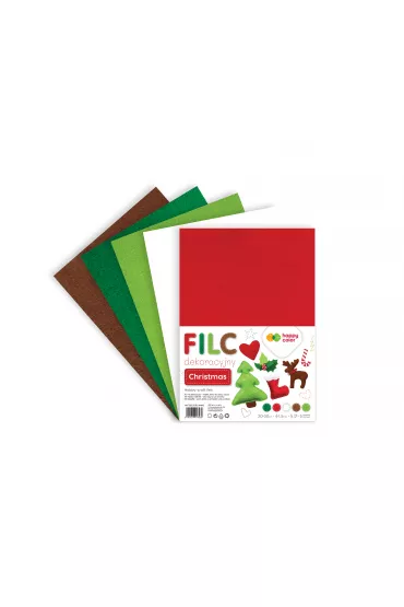 Happy Color Filc dekoracyjny Christmas 20x30 cm, 1,5 mm, 5 arkuszy