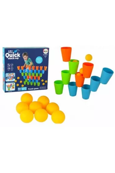 Uk�adanka kubeczki gra 3w1 44 el LeanToys