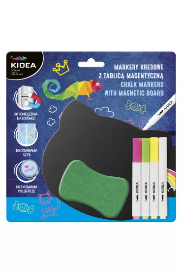Derform Zestaw markery kredowe z tablic� magnetyczn� 4 szt.
