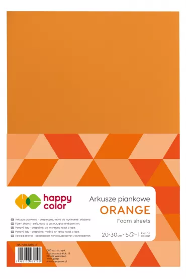 Happy Color Arkusze piankowe, pomara�czowe, A4, 5 arkuszy 5 szt.