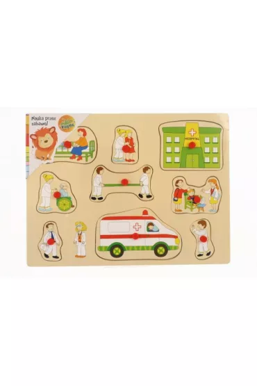 Puzzle drewniane 9 elem pinezki Szpital 1569868 Playme