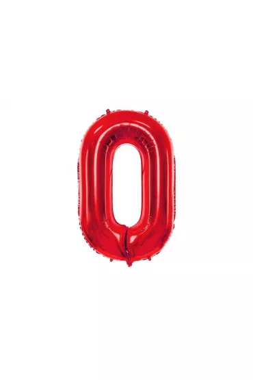 PartyDeco Balon foliowy 0 czerwony 86cm