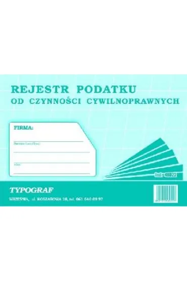 Druki samokopiuj�ce Typograf rejestr podatku od czynno�ci cywilnoprawnych A5 48022